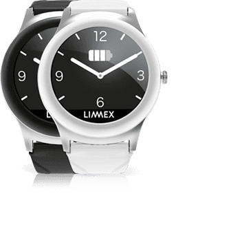 Limmex Notruf-Uhr in weiß und schwarz.